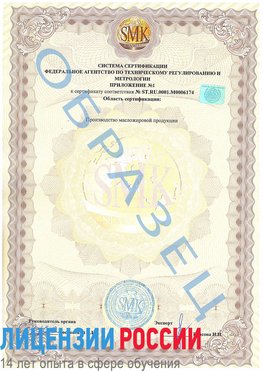 Образец сертификата соответствия (приложение) Новошахтинский Сертификат ISO 22000